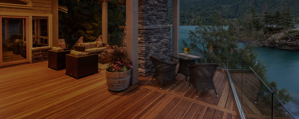 Background image of a back patio of a house on a creak